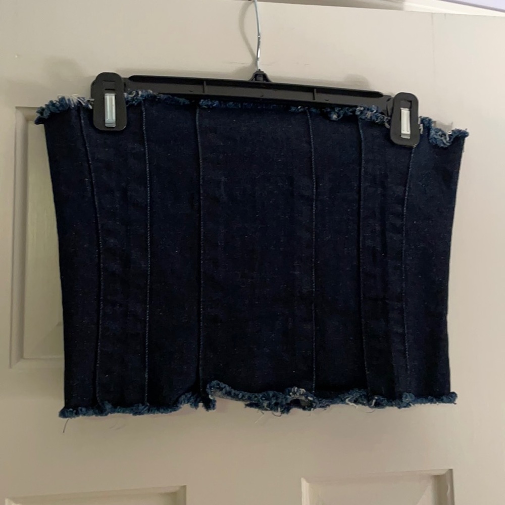 Jean strapless top